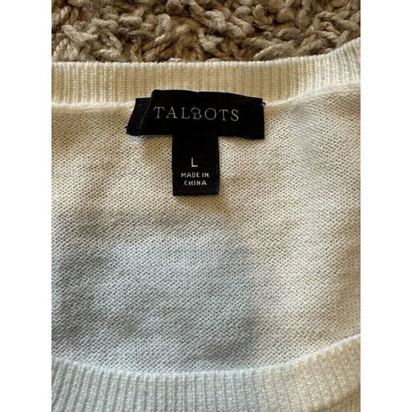 Talbots Sweater Womens Size Large Colorful Rainbow Striped Ribbed Puff Sleeve - Picture 4 of 7